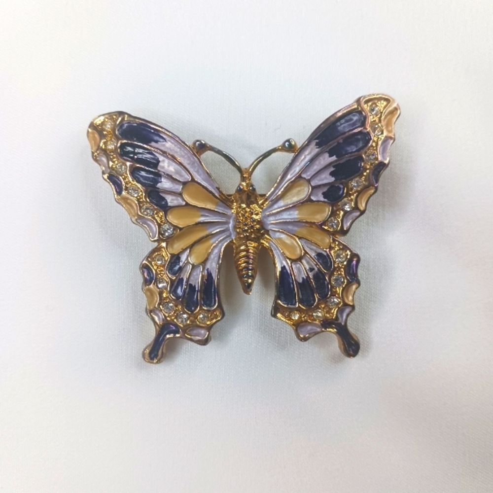 Vintage Purple & Gold Butterfly Brooch.